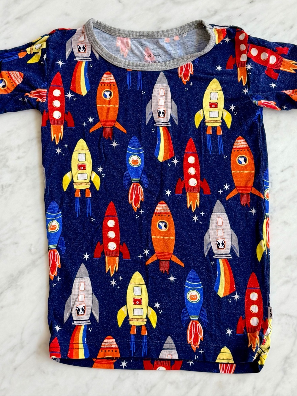 Little Sleepies Navy Space Explorer Short Sleeve Top